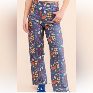 Lisa Says Gah Multicolor Patterned Flare Jeans